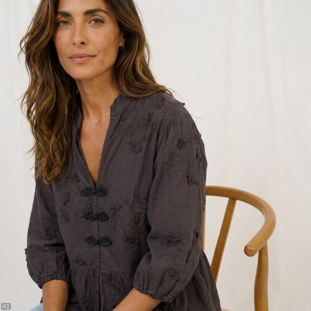 MARTA DU CHATEAU Marta Du Chateau Dam Blus MdcSafiya Blouse Castagno