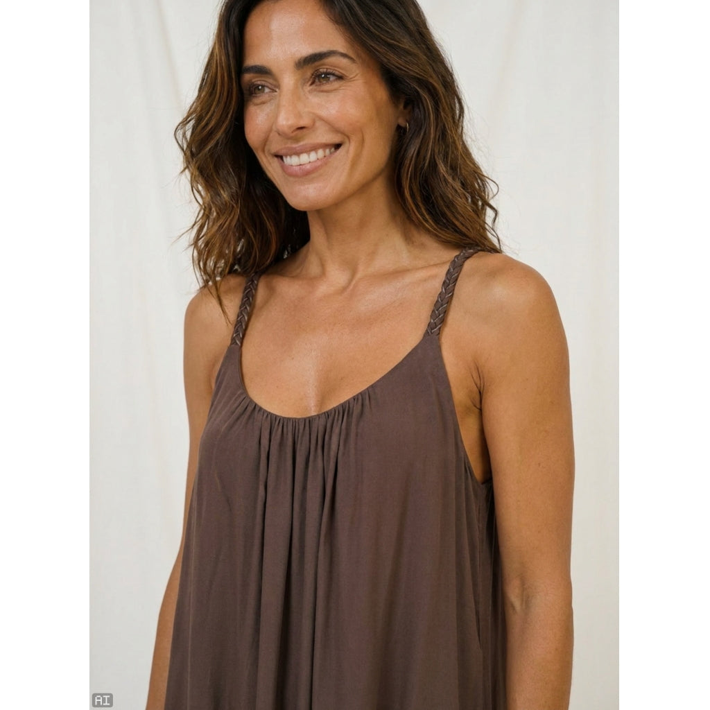 MARTA DU CHATEAU Marta Du Chateau Dam Klänning MDCNAT 20514 Dress Chocolate