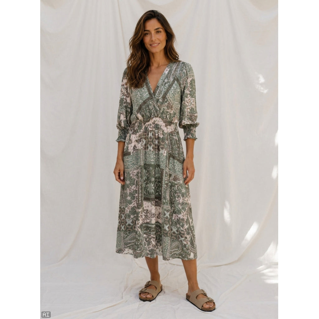 MARTA DU CHATEAU Marta Du Chateau Dam Klänning MdcLiviah Dress MilitaryHL003