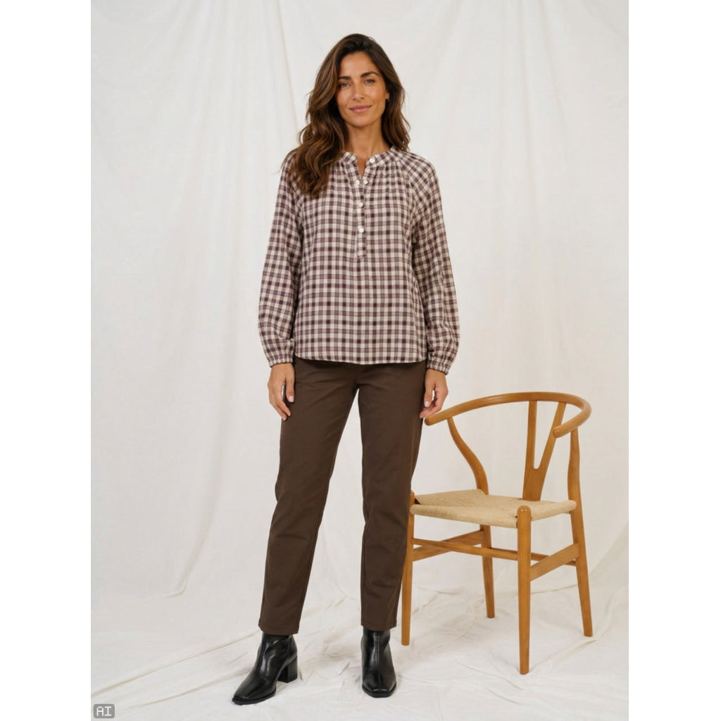 MARTA DU CHATEAU Marta du Chateau Dam Blus MdcZephyr 8787 Blouse Bordeaux5