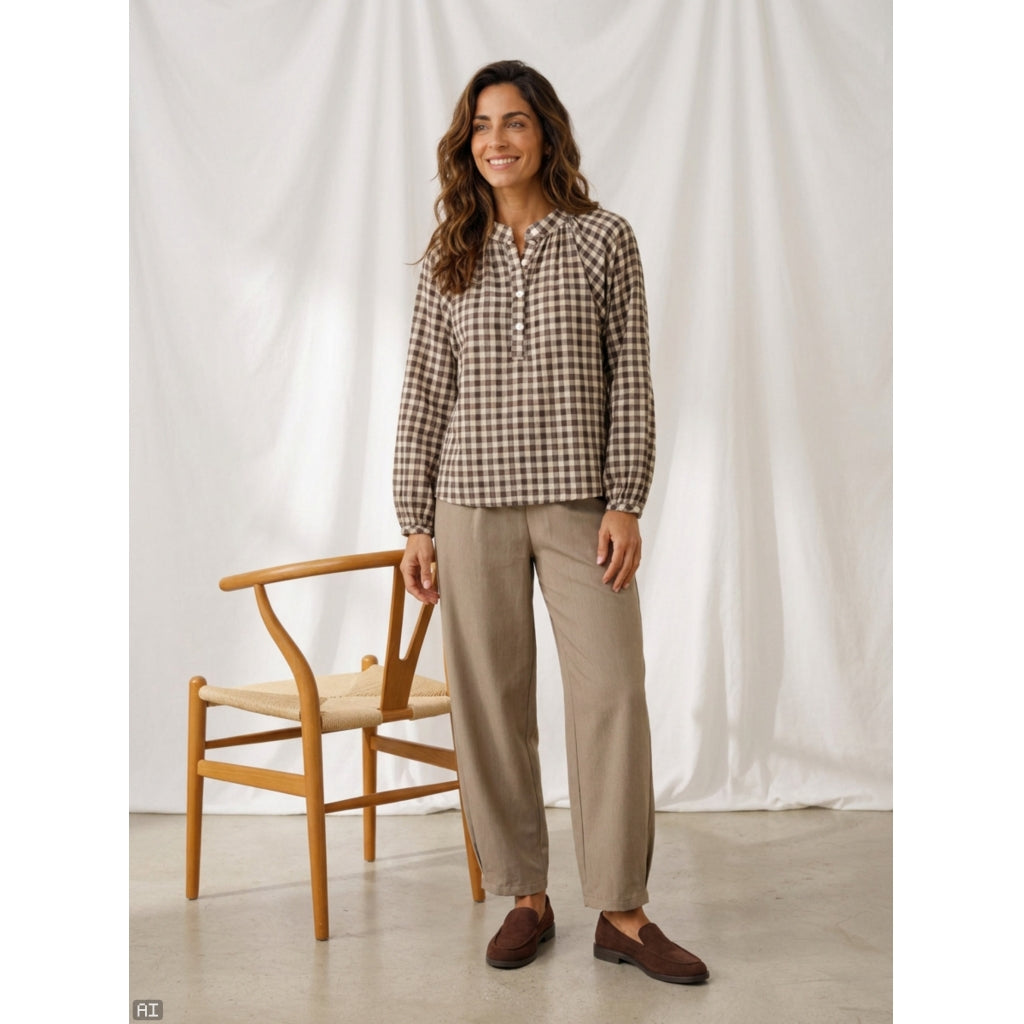 MARTA DU CHATEAU Marta du Chateau Dam Blus MdcZephyr 8787 Blouse Brown6