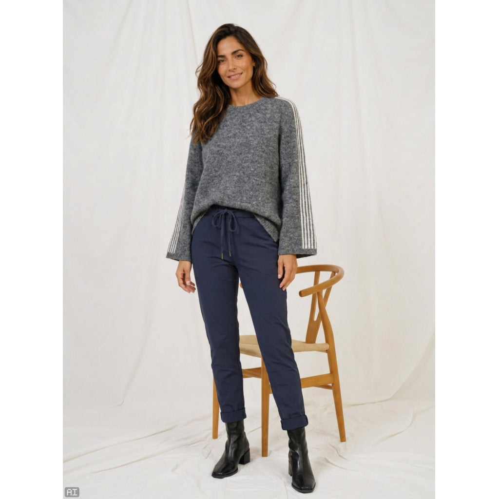 MARTA DU CHATEAU Marta du Chateau Dam Stickad MdcVelora 8153- Knit Grigio004/Beige001