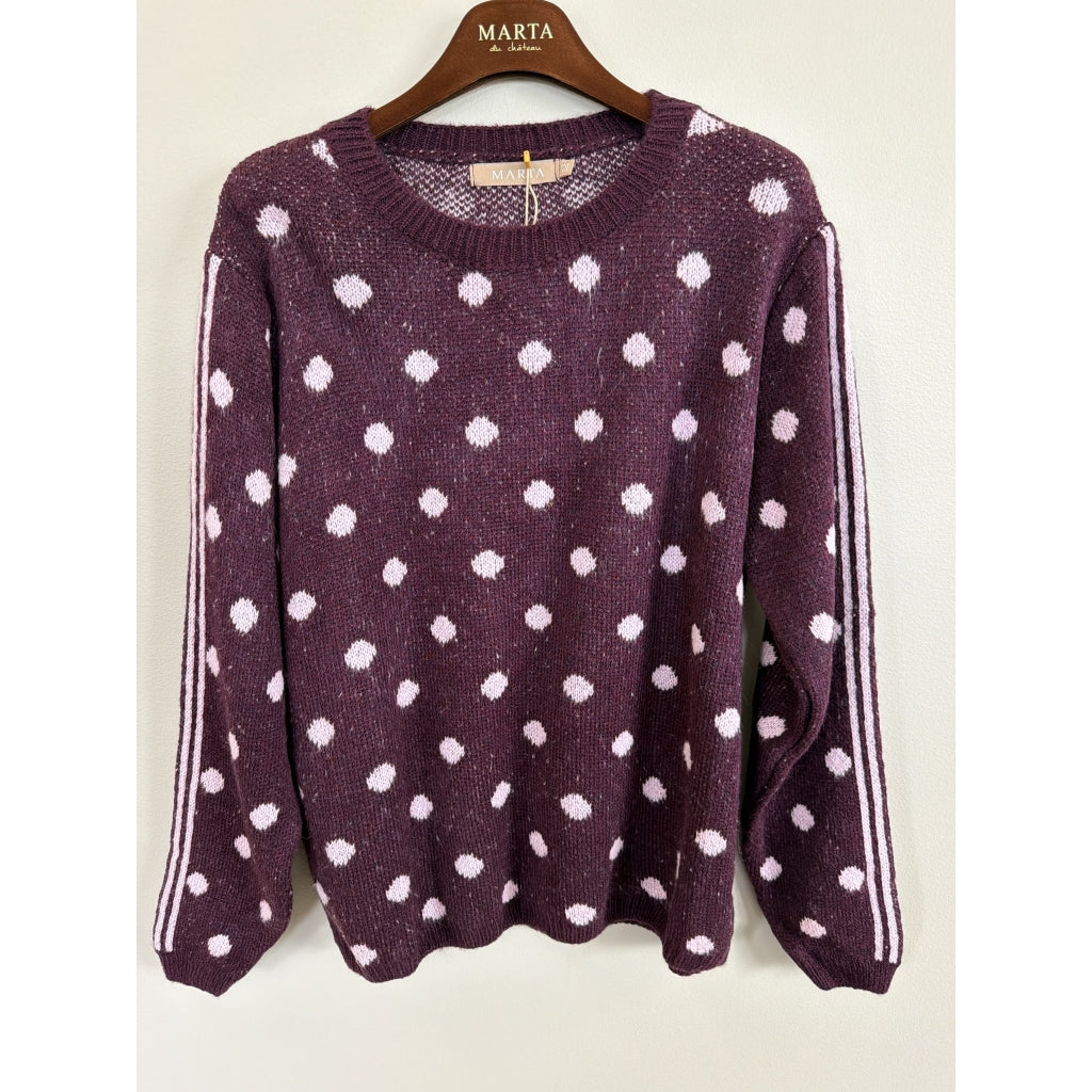 MARTA DU CHATEAU Marta du Chateau Dam Stickad Tröja MdcBellora 9730 Knit Bordeaux/Rosa