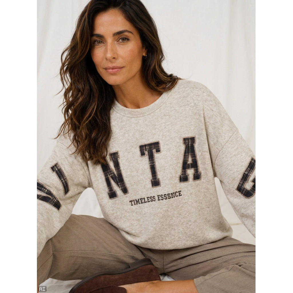 MARTA DU CHATEAU Marta du Chateau Dam Sweatshirt MdcStardust 2784B Sweatshirt Camel