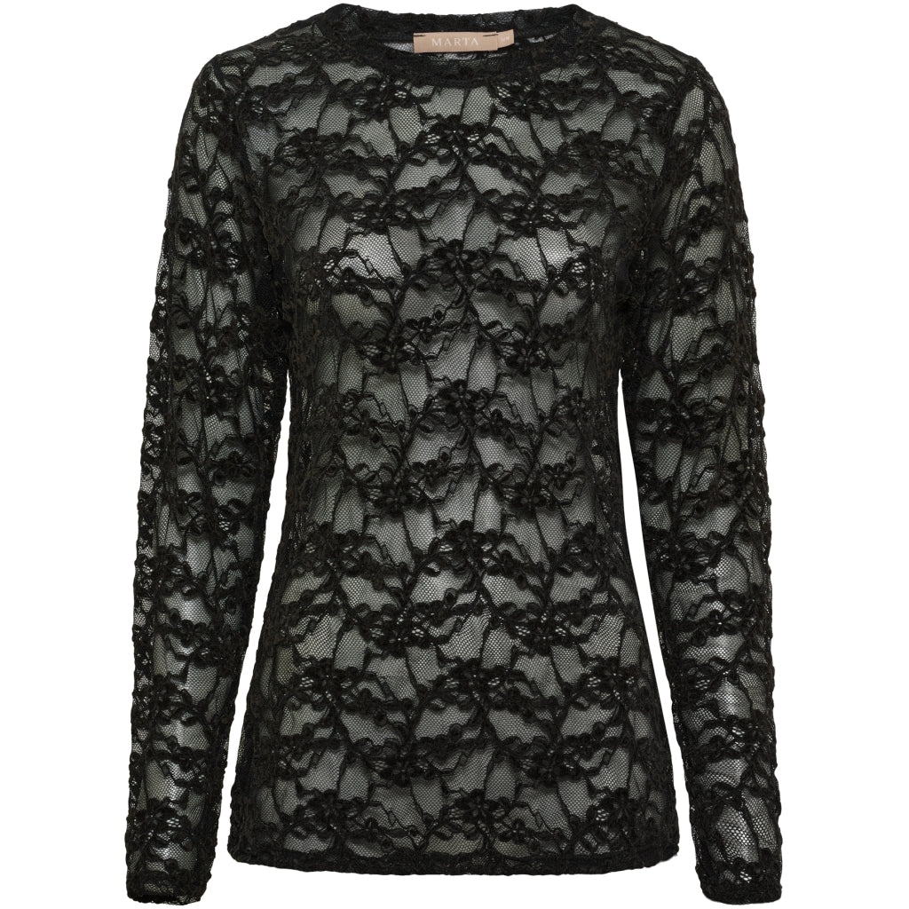 MARTA DU CHATEAU Marta du Chateau Dam långärmad spets t-shirt MdcPrimula 8941 LS Tee Black
