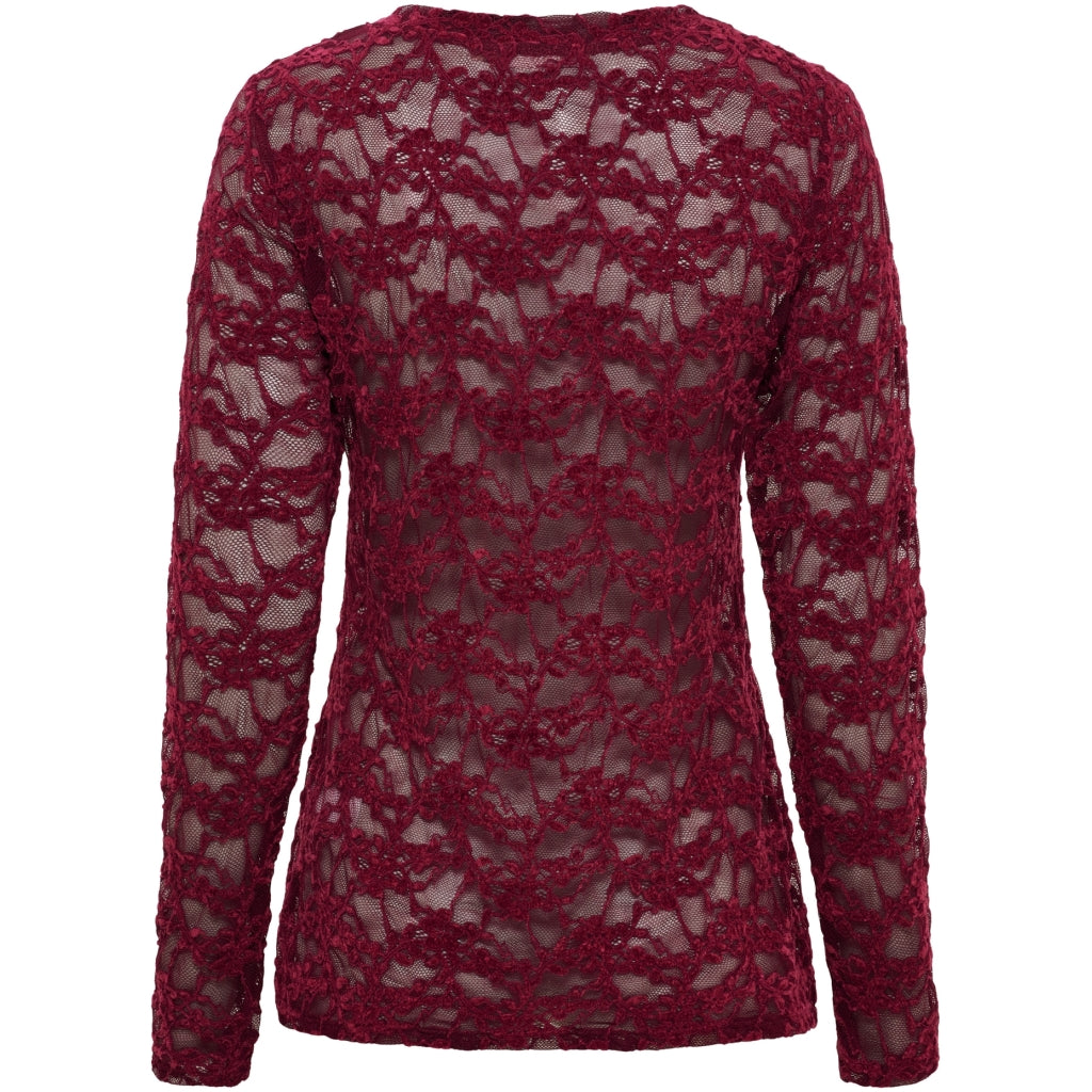 MARTA DU CHATEAU Marta du Chateau Dam långärmad spets t-shirt MdcPrimula 8941 LS Tee Bordeaux