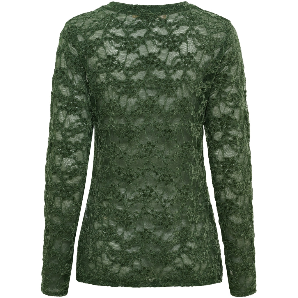 MARTA DU CHATEAU Marta du Chateau Dam långärmad spets t-shirt MdcPrimula 8941 LS Tee Military