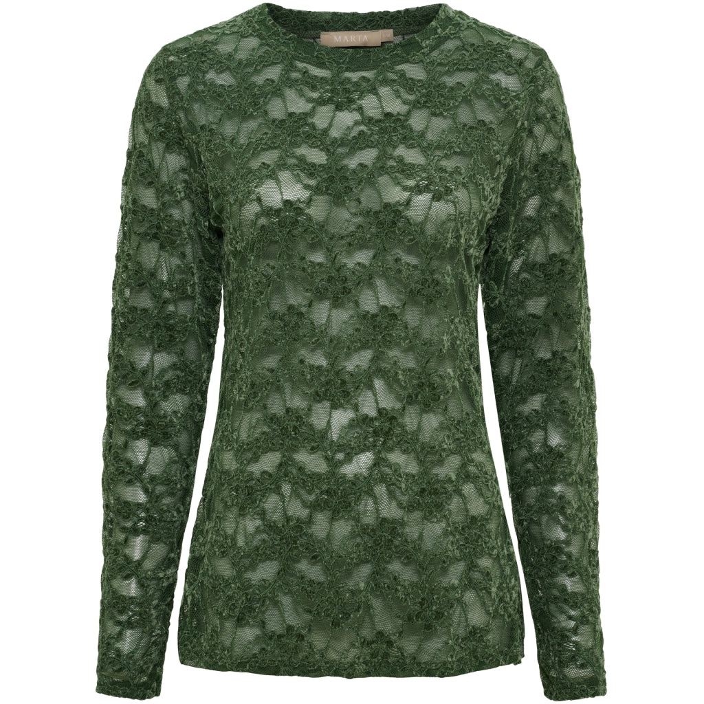 MARTA DU CHATEAU Marta du Chateau Dam långärmad spets t-shirt MdcPrimula 8941 LS Tee Military