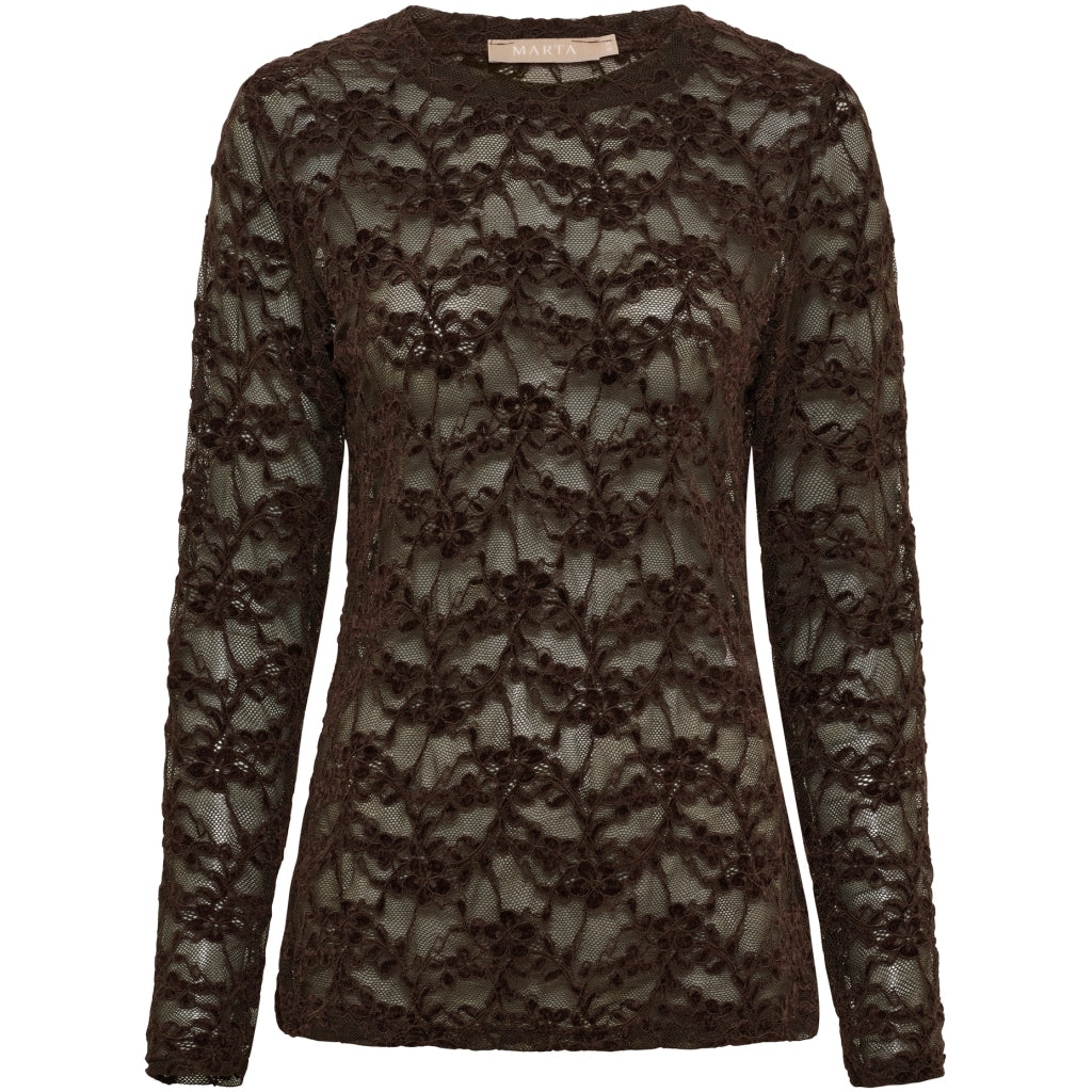 MARTA DU CHATEAU Marta du Chateau Dam långärmad spets t-shirt MdcPrimula 8941 LS Tee Moro