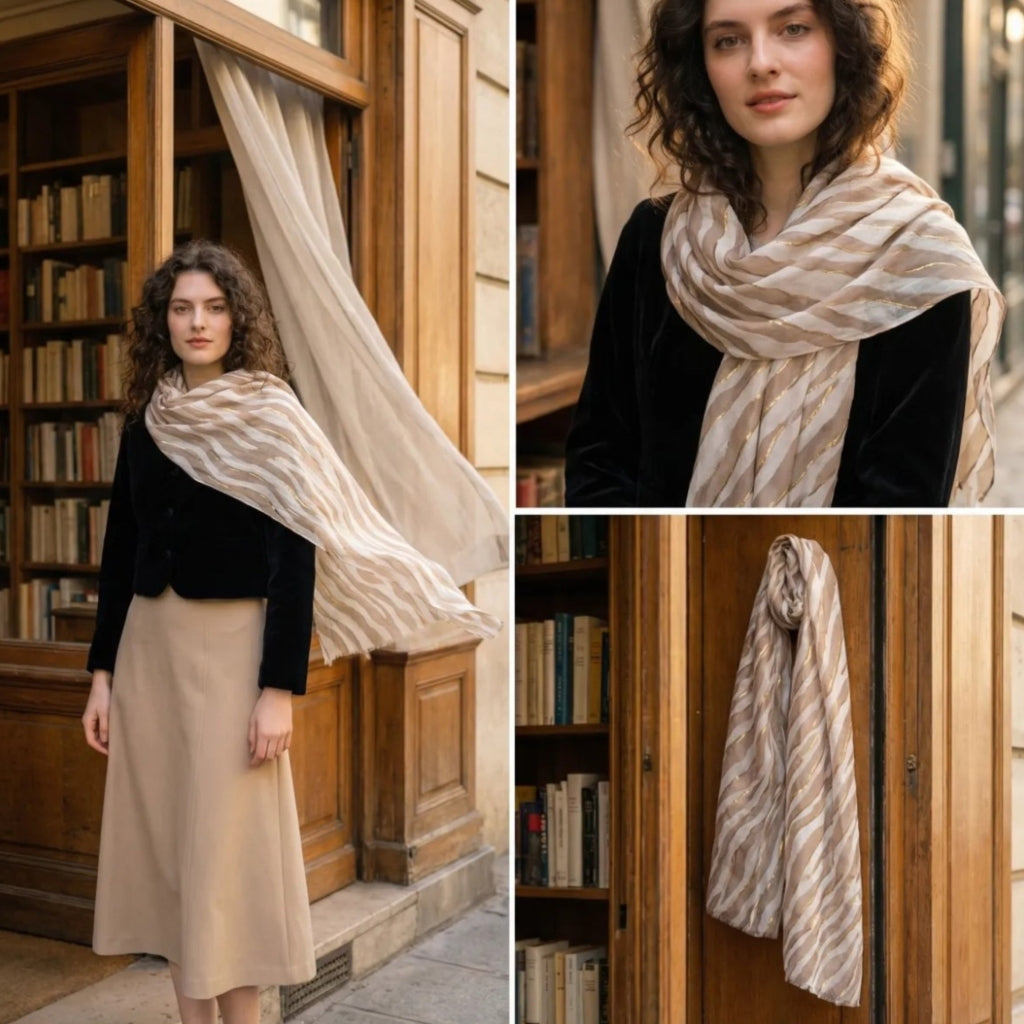 MARTA DU CHATEAU Marta du Chateau dam Scarf MdcBarbera FA37240 Scarf Beige