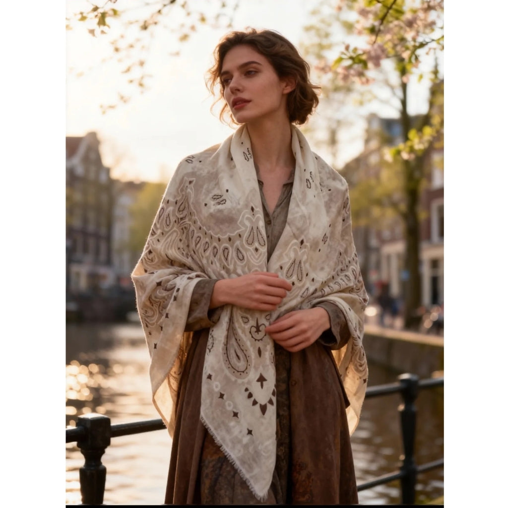 MARTA DU CHATEAU Marta du Chateau dam Scarf MdcDanna FA37254 Scarf Beige/Coffee