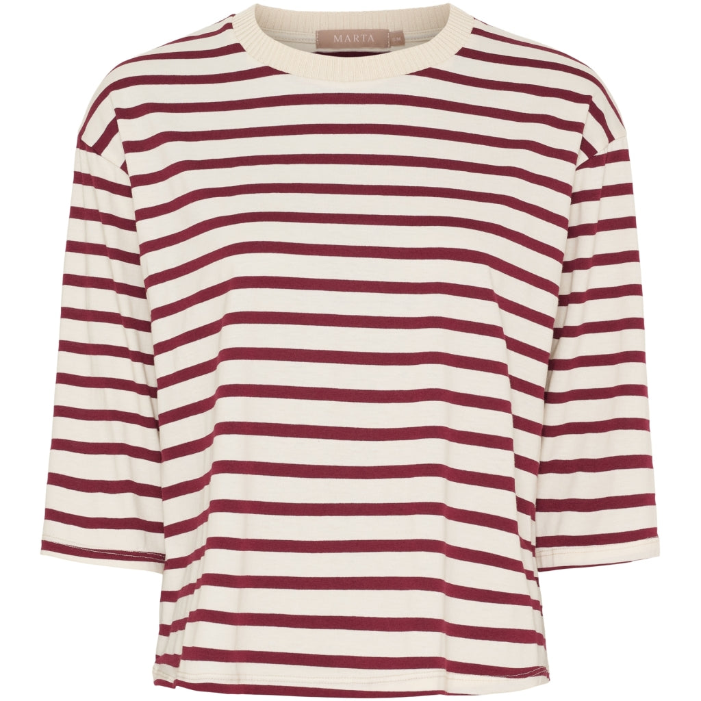 MARTA DU CHATEAU Marta du Chateau dam T-shirt MdcBrooklyn 58351 T-shirt Beige/Bordeaux