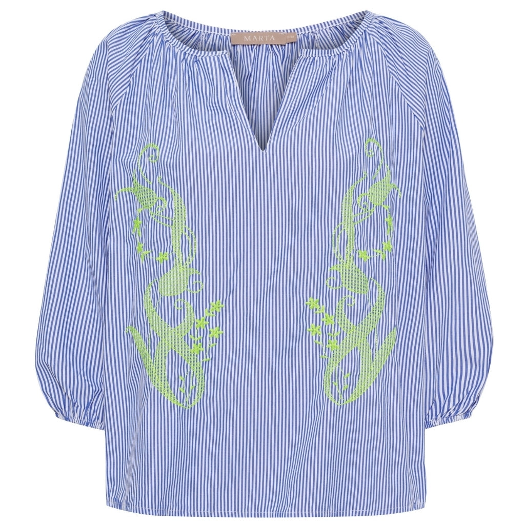 MARTA DU CHATEAU Marta du Chateau dam blus MdcBrooke 8200 Blouse Navy/Yellow