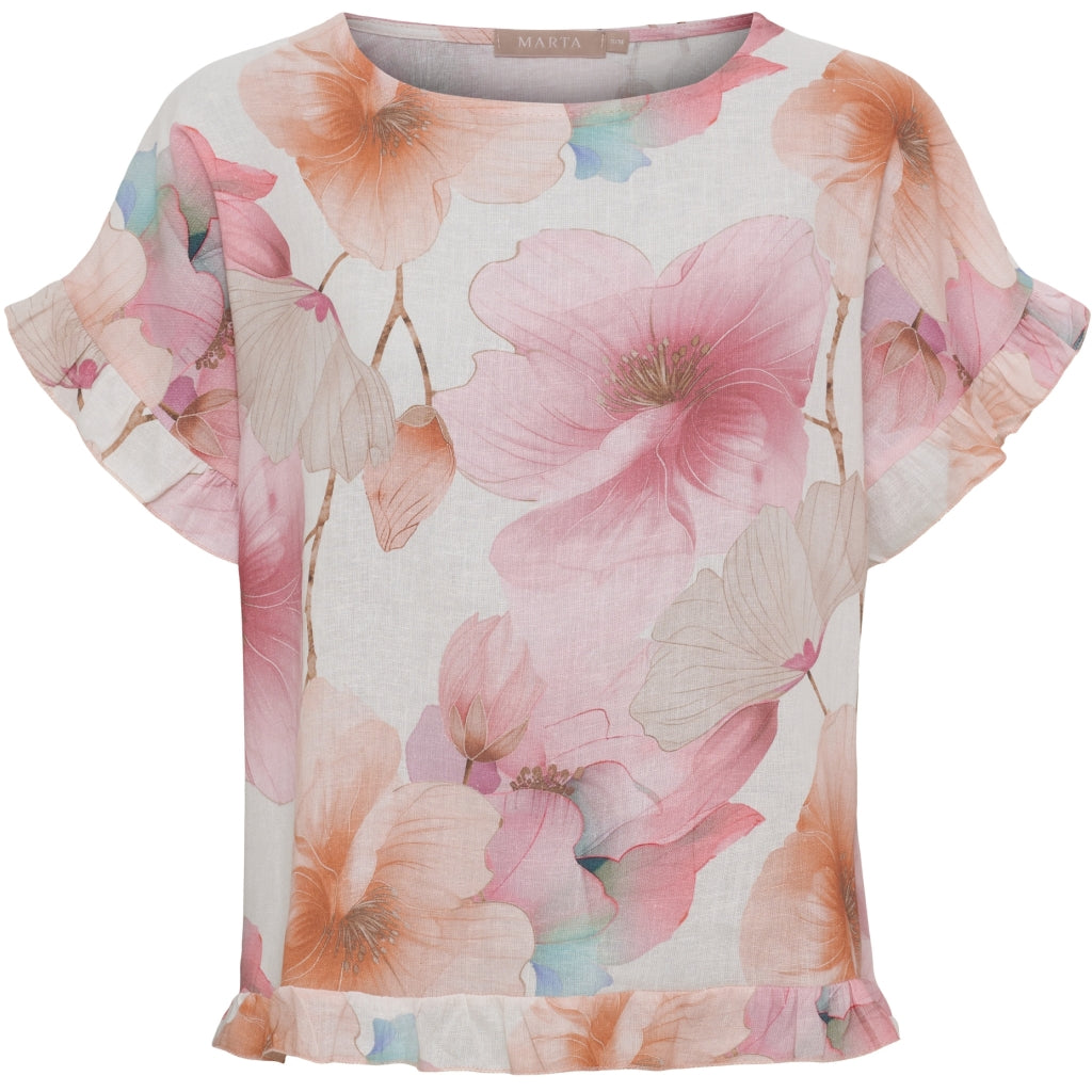 MARTA DU CHATEAU Marta du Chateau dam blus MdcMathea 86493 Blouse Pink Flower