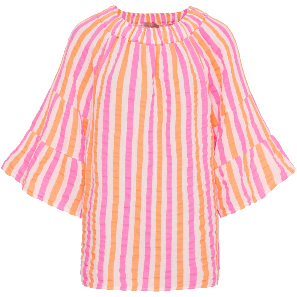 MARTA DU CHATEAU Marta du Chateau dam blus MdcPutte 7316 Shirt Orange/Fuxia Stripe