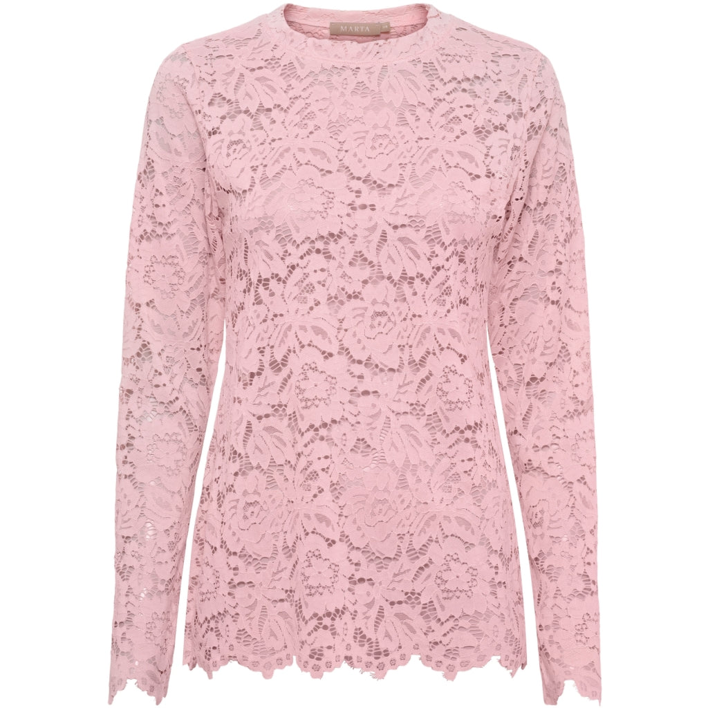 MARTA DU CHATEAU Marta du Chateau dam långärmad spets-t-shirt MdcMilley 7707 LS Tee Baby Pink