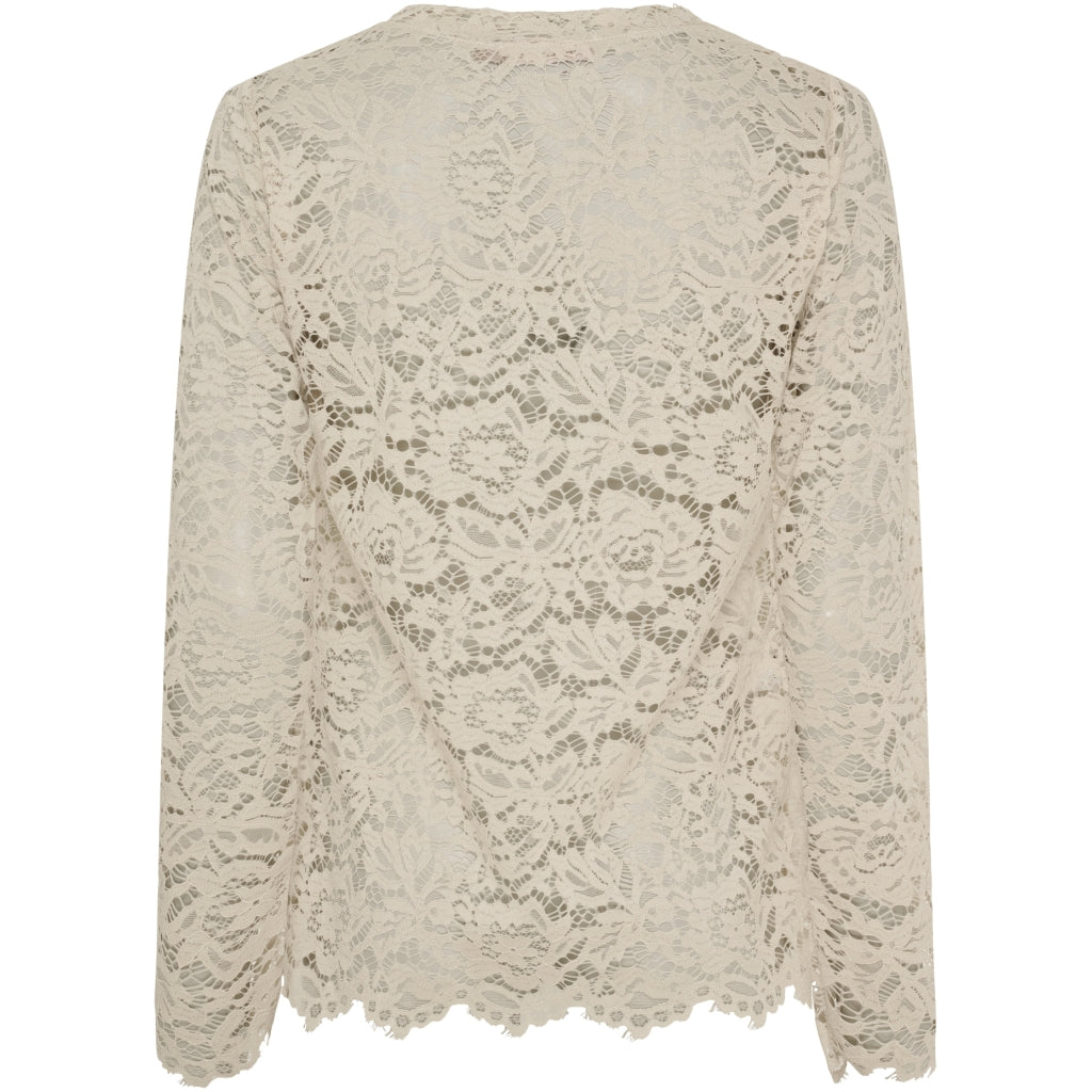 MARTA DU CHATEAU Marta du Chateau dam långärmad spets-t-shirt MdcMilley 7707 LS Tee Beige