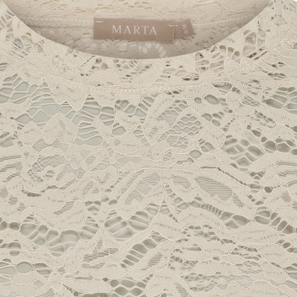 MARTA DU CHATEAU Marta du Chateau dam långärmad spets-t-shirt MdcMilley 7707 LS Tee Beige