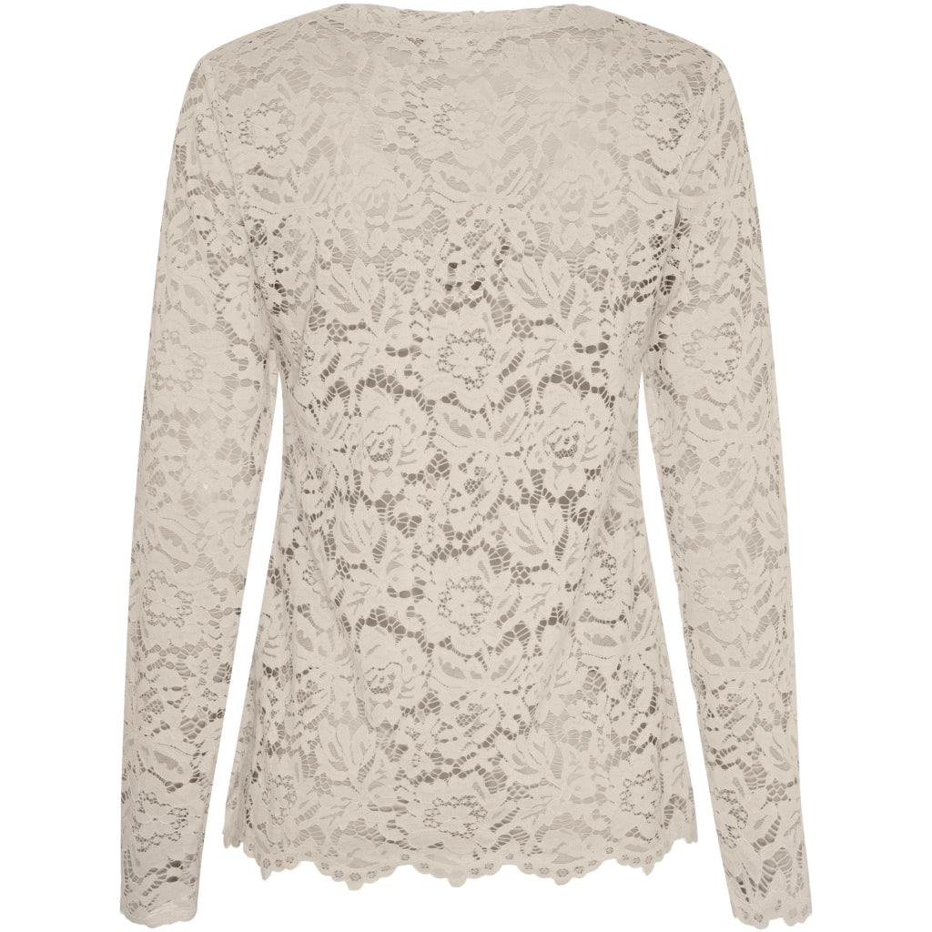 MARTA DU CHATEAU Marta du Chateau dam långärmad spets-t-shirt MdcMilley 7707 LS Tee Beige new