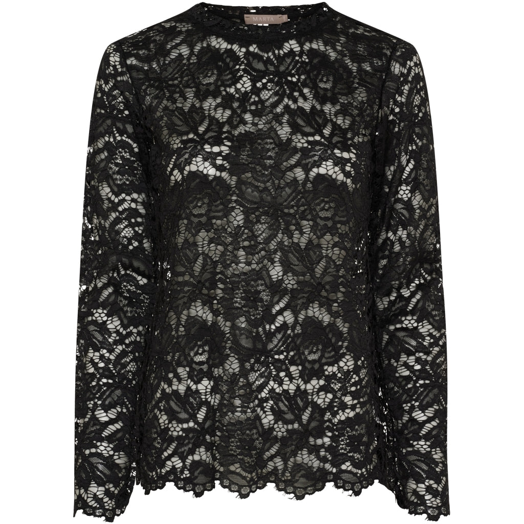 MARTA DU CHATEAU Marta du Chateau dam långärmad spets-t-shirt MdcMilley 7707 LS Tee Black