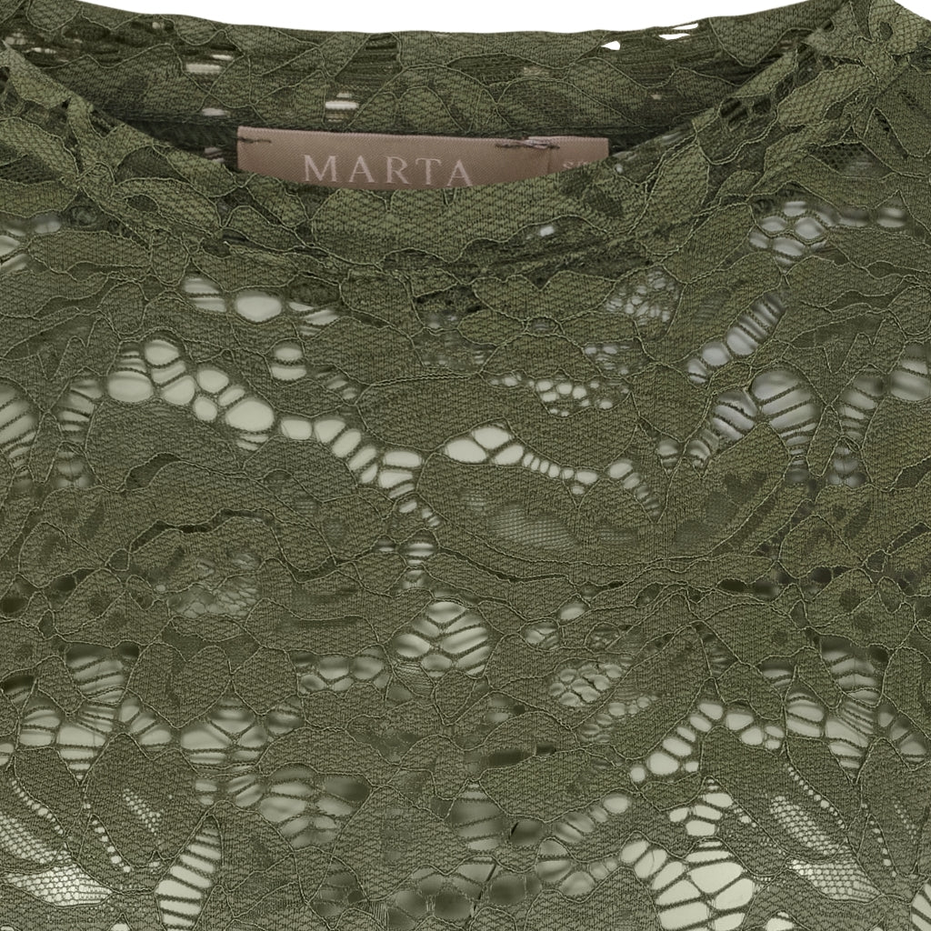 MARTA DU CHATEAU Marta du Chateau dam långärmad spets-t-shirt MdcMilley 7707 LS Tee Militairy