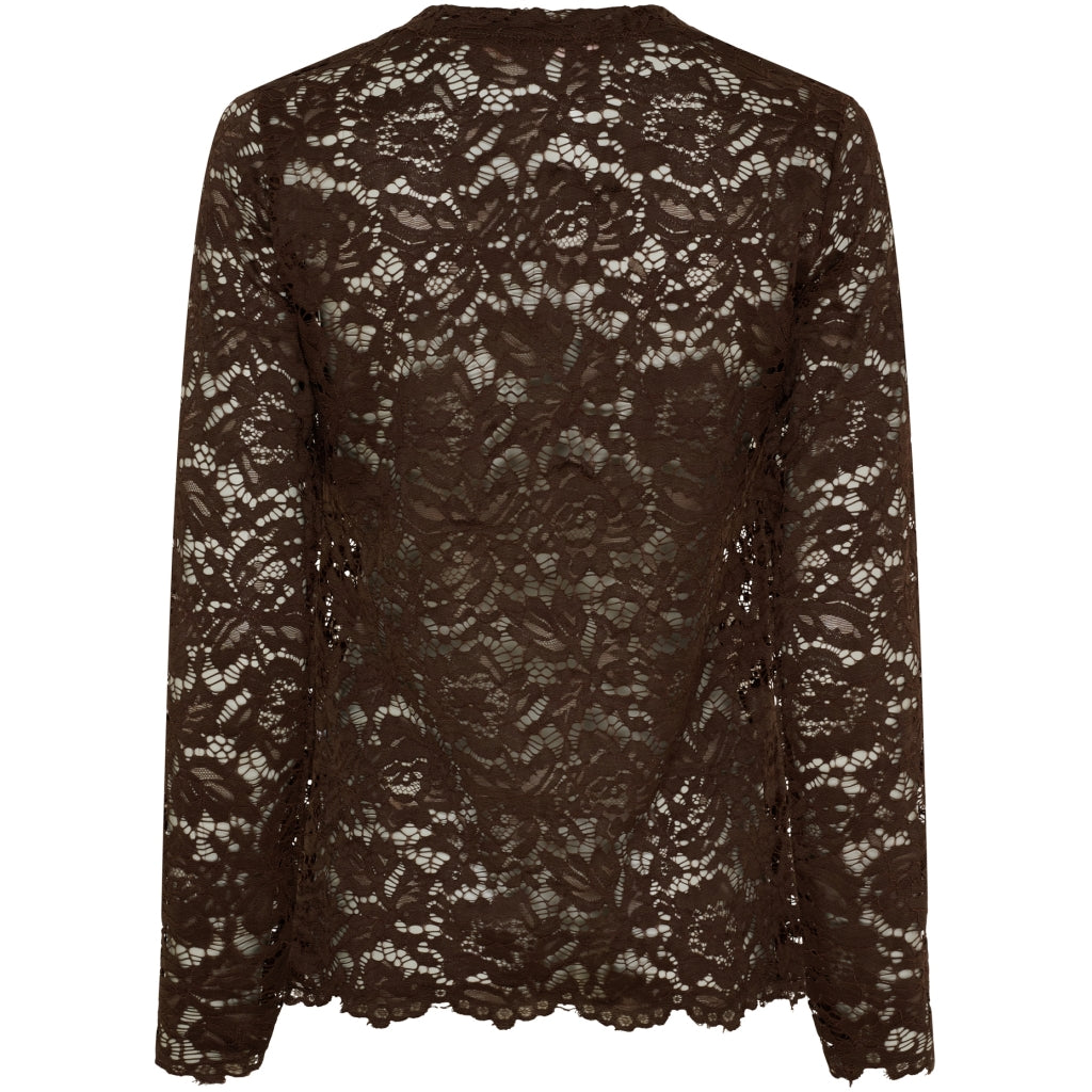MARTA DU CHATEAU Marta du Chateau dam långärmad spets-t-shirt MdcMilley 7707 LS Tee Moro