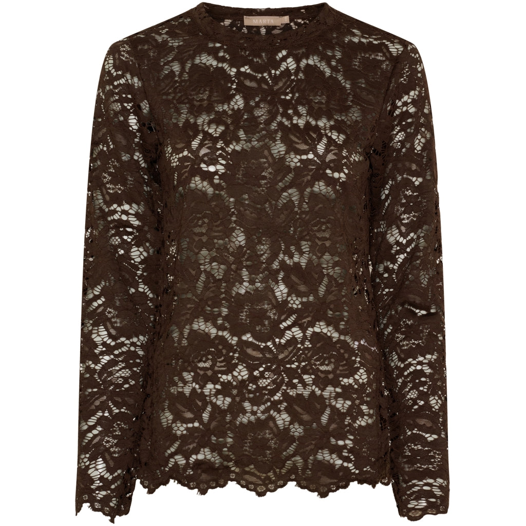 MARTA DU CHATEAU Marta du Chateau dam långärmad spets-t-shirt MdcMilley 7707 LS Tee Moro