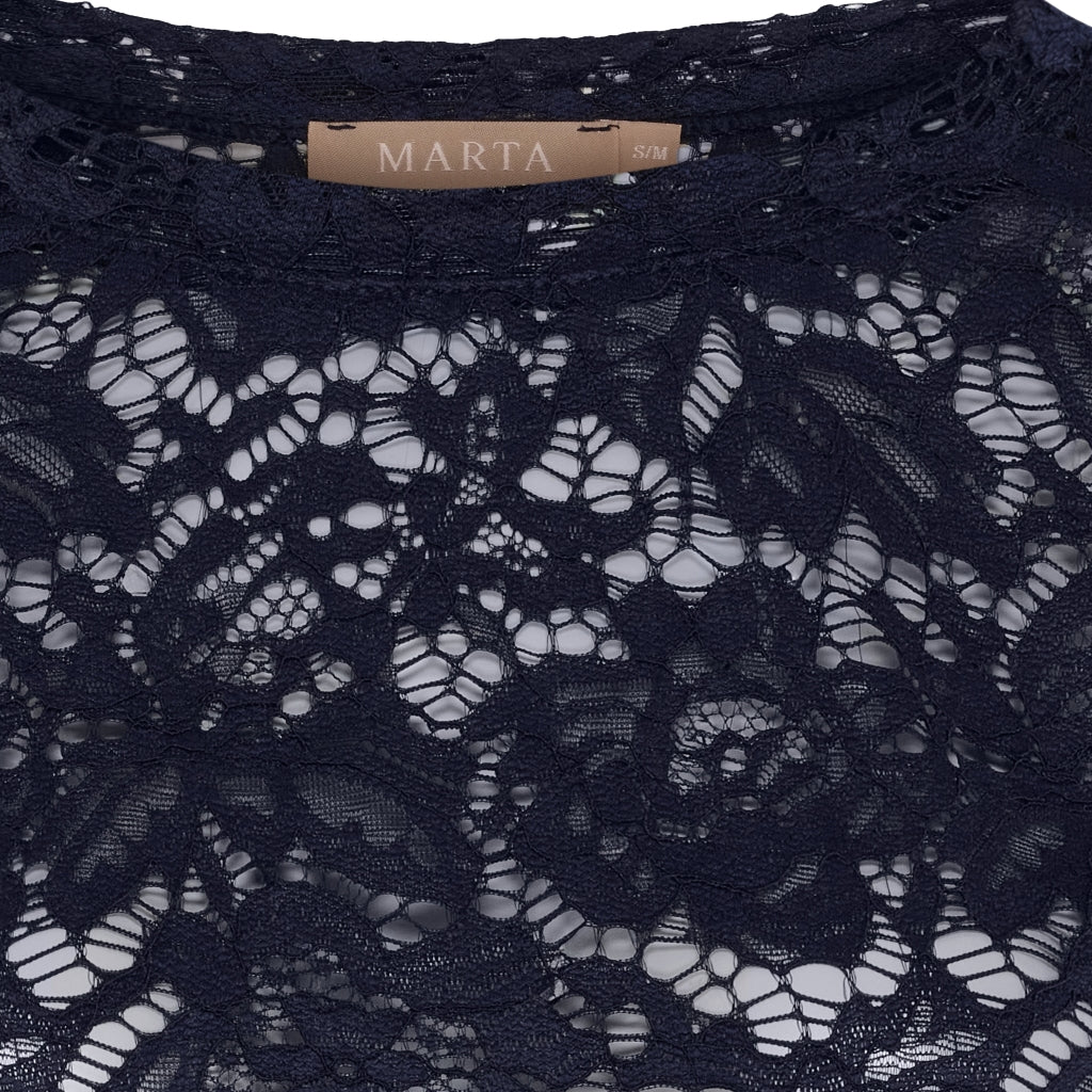 MARTA DU CHATEAU Marta du Chateau dam långärmad spets-t-shirt MdcMilley 7707 LS Tee Navy