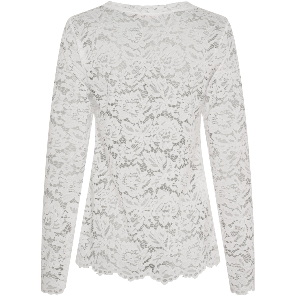 MARTA DU CHATEAU Marta du Chateau dam långärmad spets-t-shirt MdcMilley 7707 LS Tee White