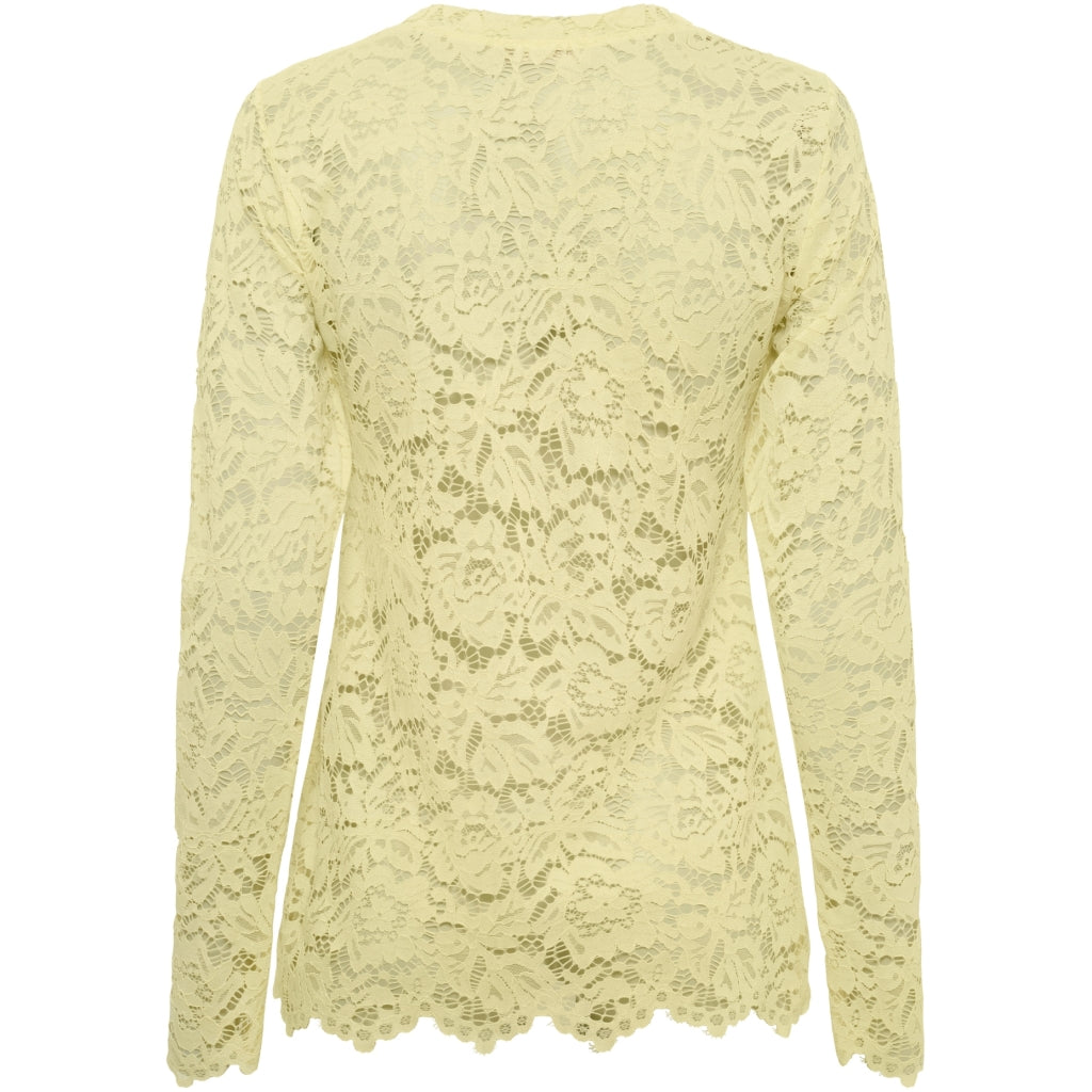 MARTA DU CHATEAU Marta du Chateau dam långärmad spets-t-shirt MdcMilley 7707 LS Tee Yellow