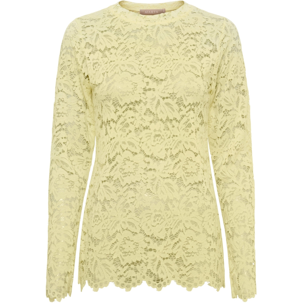 MARTA DU CHATEAU Marta du Chateau dam långärmad spets-t-shirt MdcMilley 7707 LS Tee Yellow