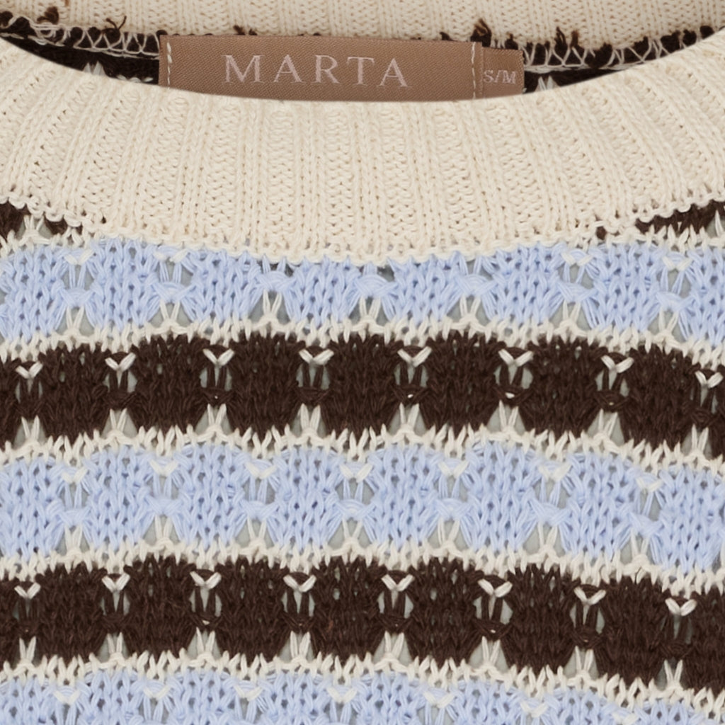 MARTA DU CHATEAU Marta du Chateau dam sticka MdcNivelle KNA110M Knit Moro/Celeste