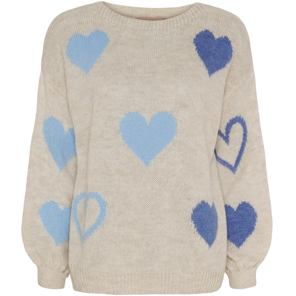 MARTA DU CHATEAU Marta du Chateau dam stickad tröja MdcAmarante 64023 Knit Beige/Jeans/Celeste