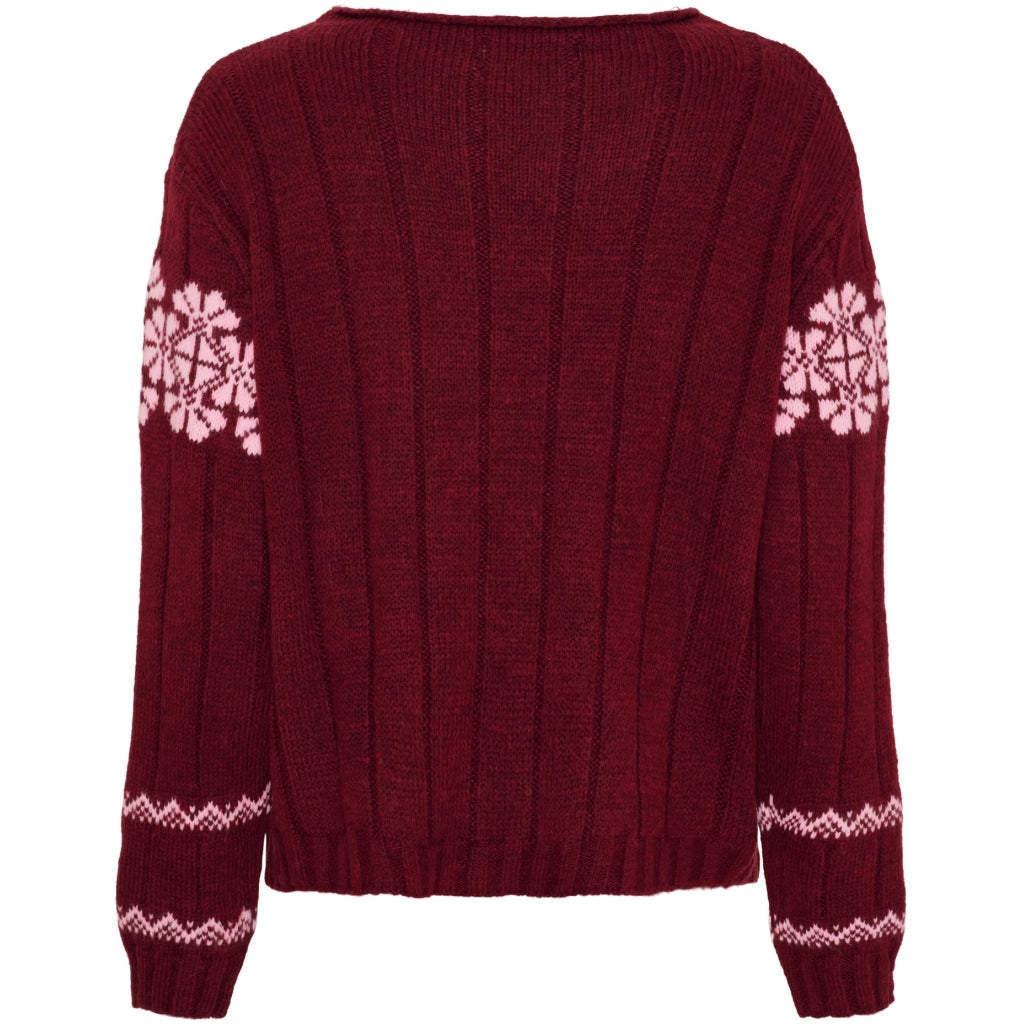MARTA DU CHATEAU Marta du Chateau dam stickad tröja MdcBruna 8154 Knit Bordeaux/Pink