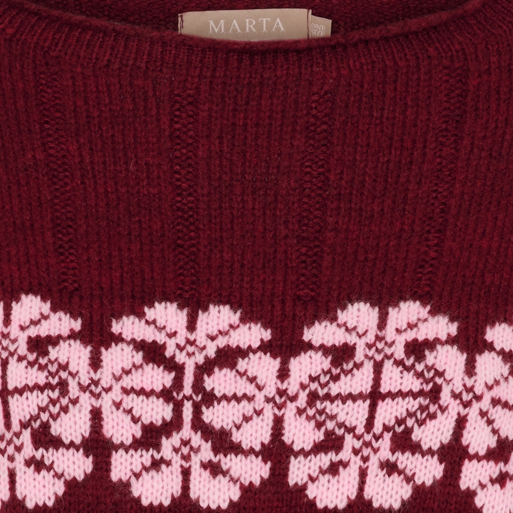 MARTA DU CHATEAU Marta du Chateau dam stickad tröja MdcBruna 8154 Knit Bordeaux/Pink