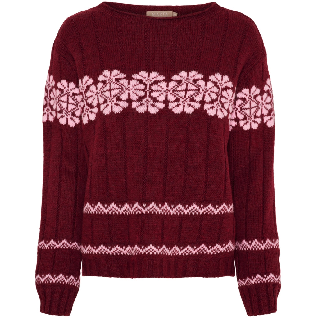 MARTA DU CHATEAU Marta du Chateau dam stickad tröja MdcBruna 8154 Knit Bordeaux/Pink
