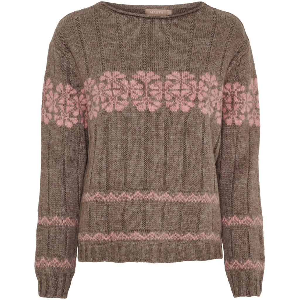 MARTA DU CHATEAU Marta du Chateau dam stickad tröja MdcBruna 8154 Knit Fango/Rose