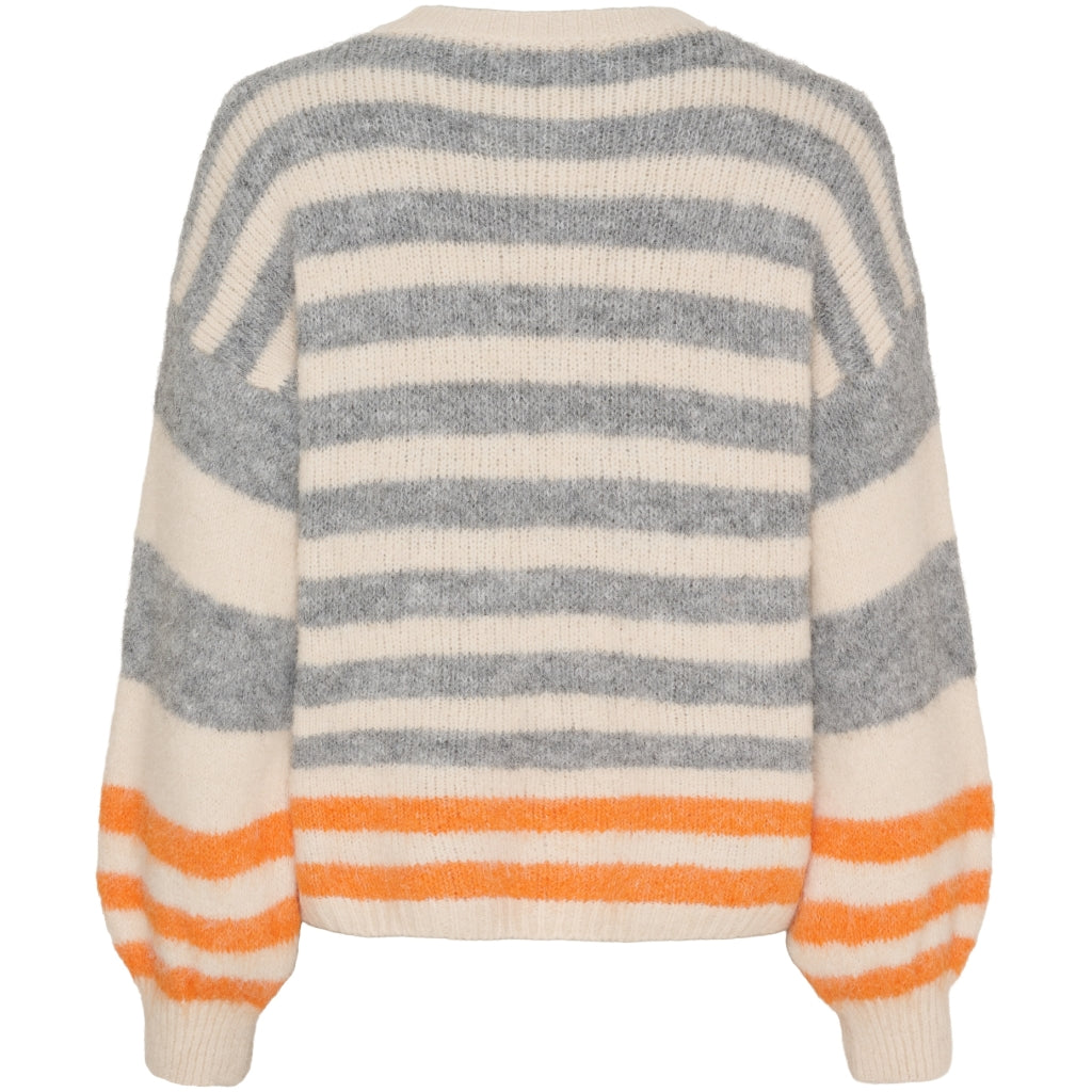 MARTA DU CHATEAU Marta du Chateau dam stickad tröja MdcCassie 8130 Knit Beige/Grigio8808/Orange8823
