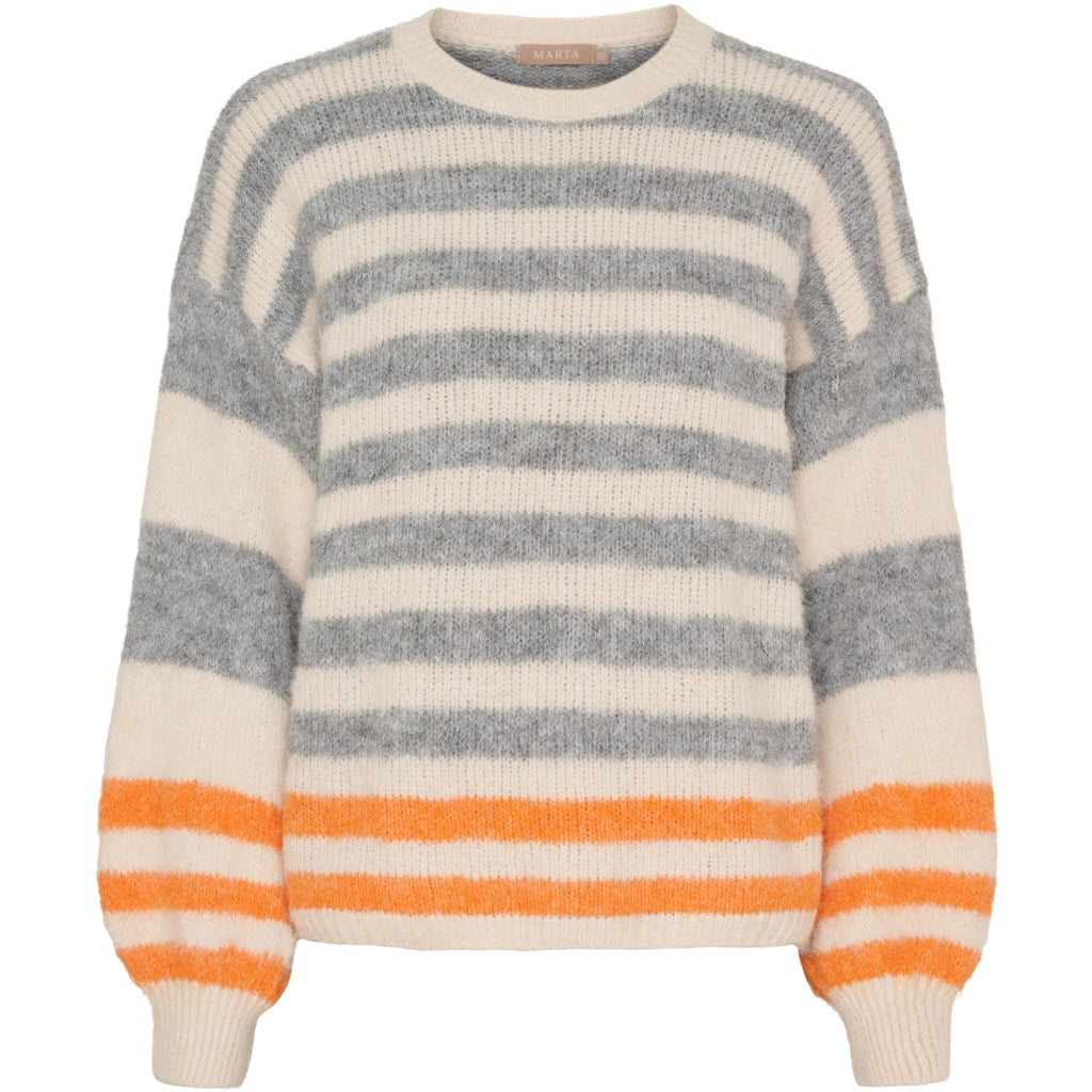 MARTA DU CHATEAU Marta du Chateau dam stickad tröja MdcCassie 8130 Knit Beige/Grigio8808/Orange8823