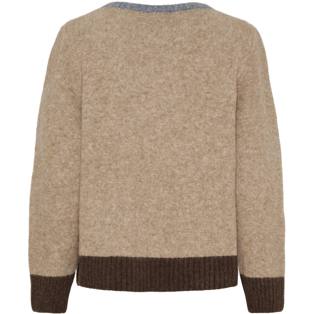 MARTA DU CHATEAU Marta du Chateau dam stickad tröja MdcElora KN8031 Knit Camel Denim