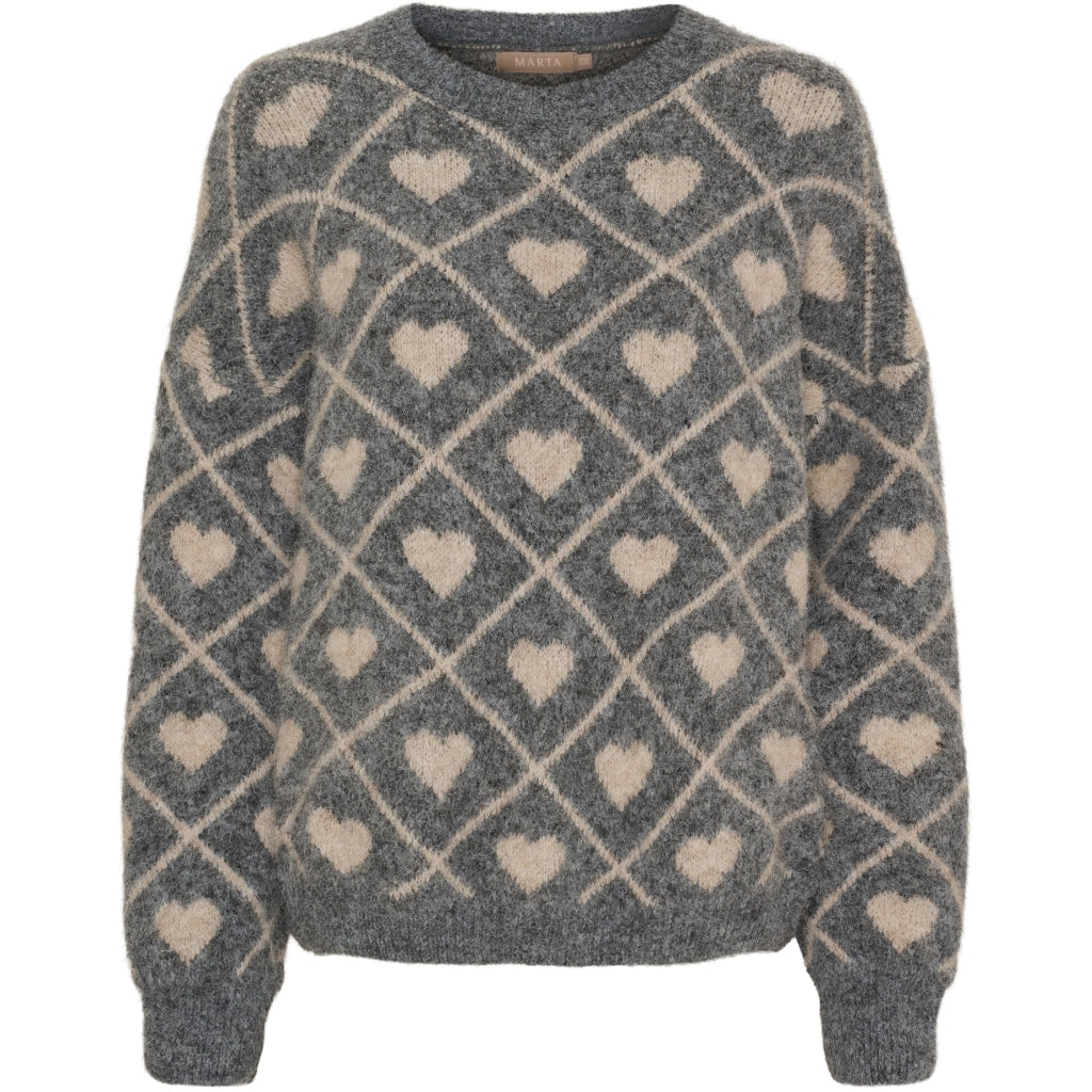 MARTA DU CHATEAU Marta du Chateau dam stickad tröja MdcFeray 8151 Knit Grigio9513/Beige9504