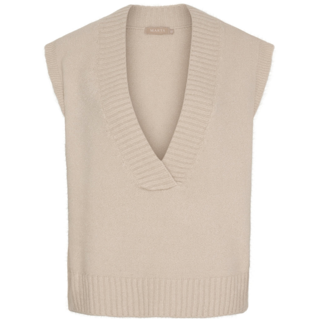 MARTA DU CHATEAU Marta du Chateau dam stickad väst MdcLila KN8038 Knit Vest BeigeW088