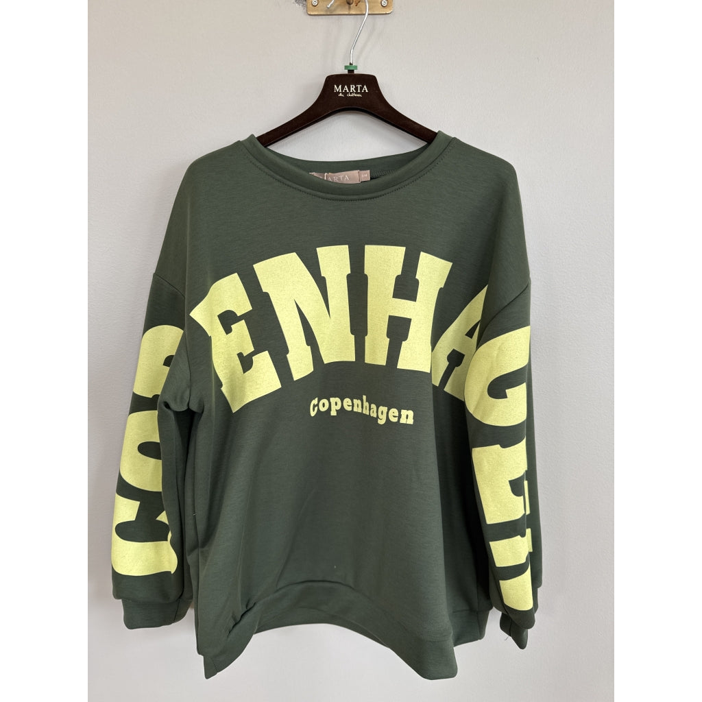 MARTA DU CHATEAU Marta du Chateau dam sweatshirt MdcHibiscus 22659 Sweatshirt Military/Yellow