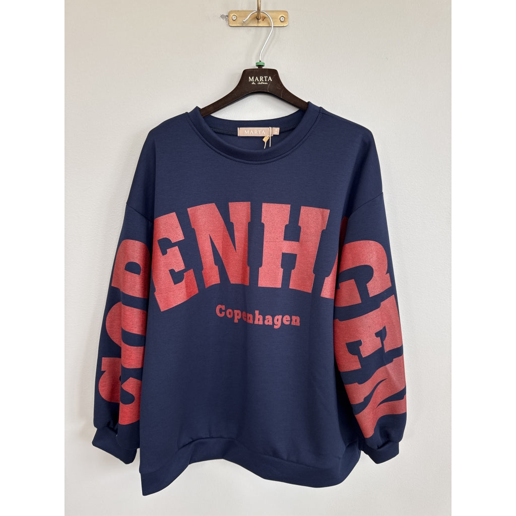 MARTA DU CHATEAU Marta du Chateau dam sweatshirt MdcHibiscus 22659 Sweatshirt Navy/Red