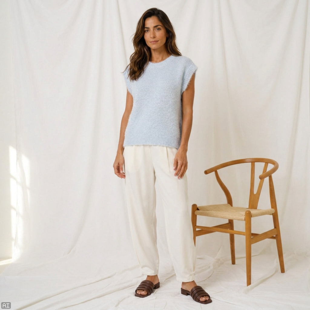 MARTA DU CHATEAU Marta du Chateau dam väst MdcLaya 8039 Knit Vest Sky Blue