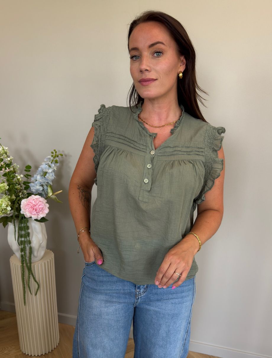 MARTA DU CHATEAU Marta du chateau Dam Blus MDCFAUNA 84380 Blouse Kaki