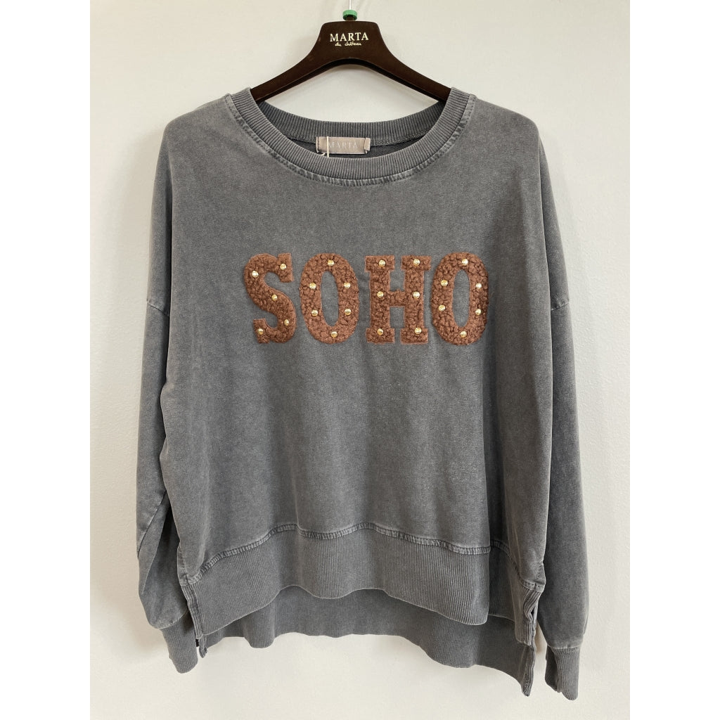 MARTA DU CHATEAU Marta du chateau Dam Sweatshirt MdcCherry 2788 Sweatshirt Grey