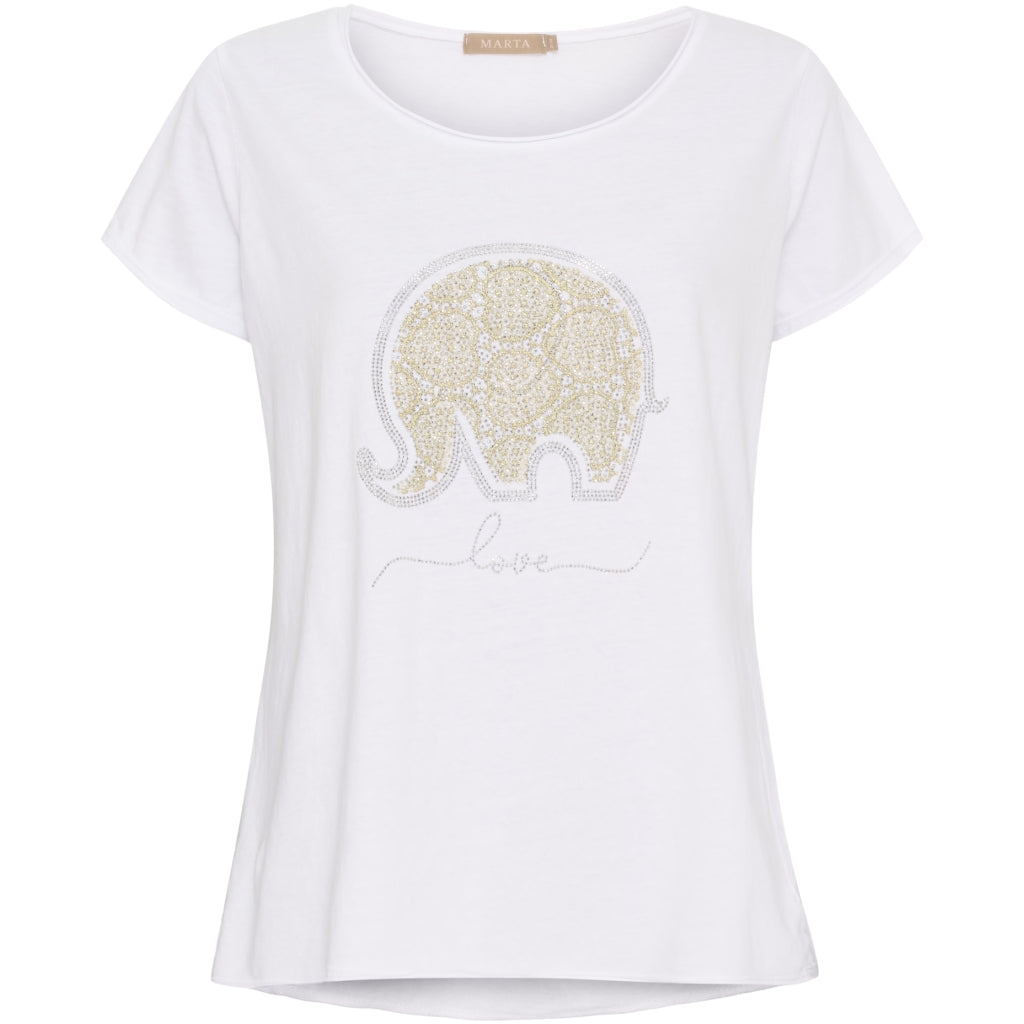 MARTA DU CHATEAU Marta du chateau dam T-shirt MdcMarie 1535 T-shirt White Love Elephant