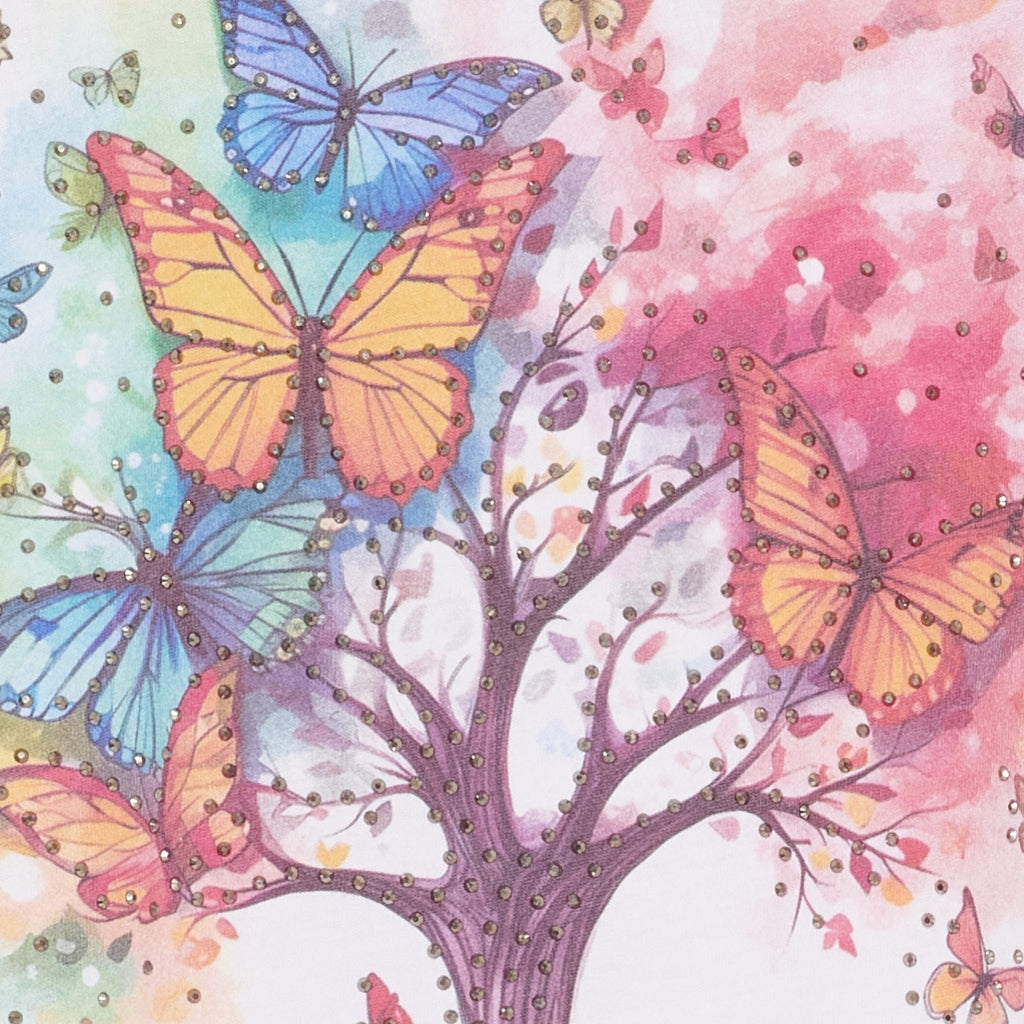 MARTA DU CHATEAU Marta du chateau dam T-shirt MdcMarie 1535 T-shirt White Tree/Butterflies