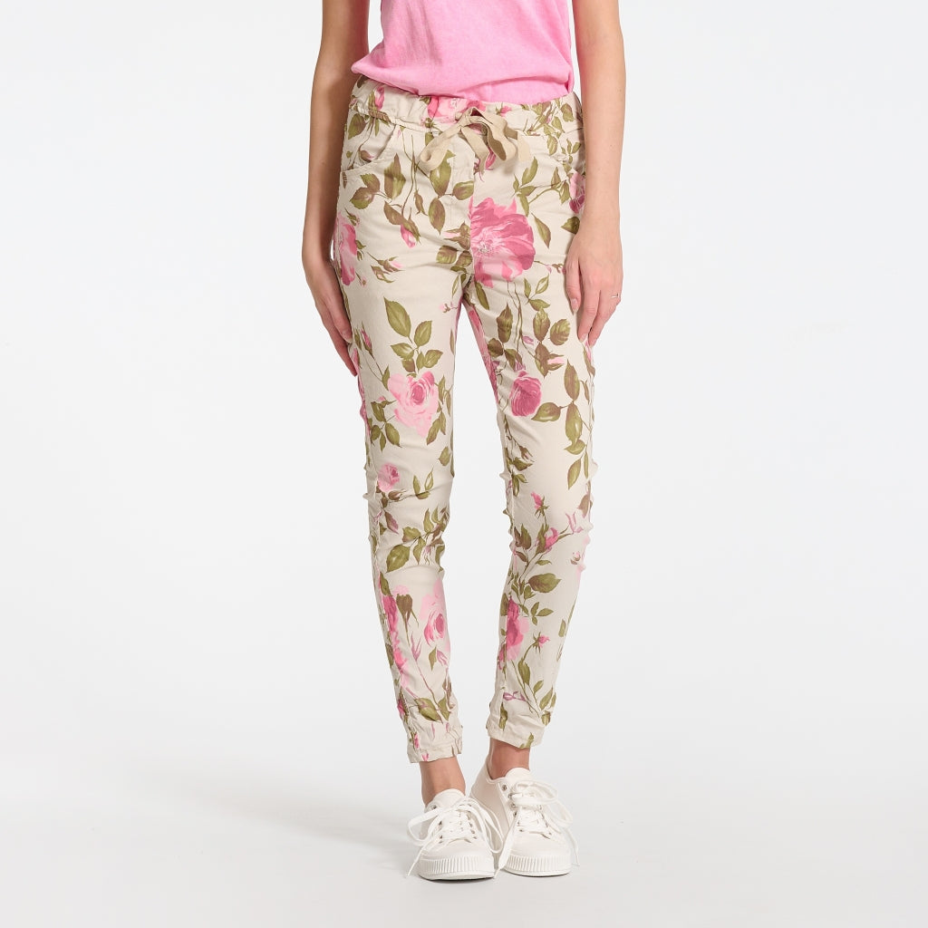 MARTA DU CHATEAU Marta du chateau dam byxor 1763B Restudsalg Beige Flower